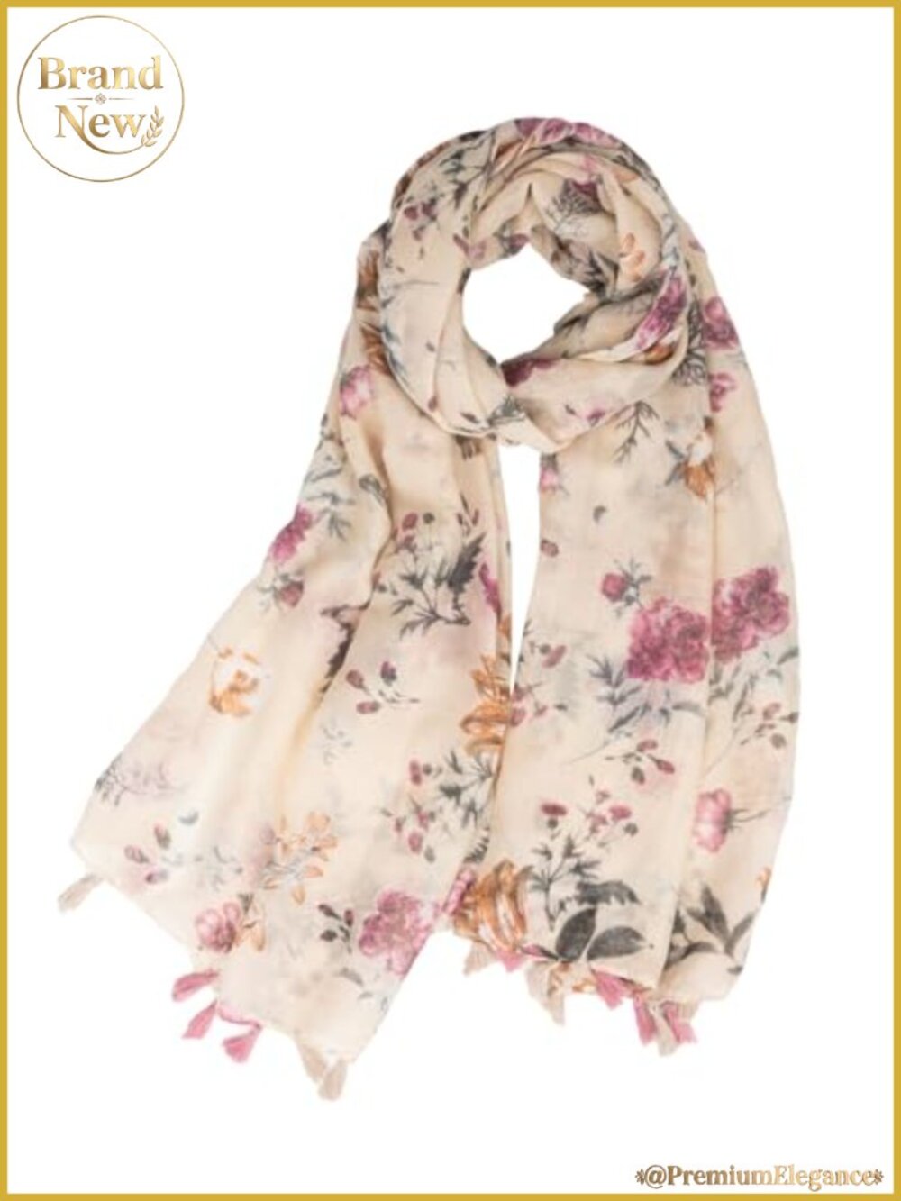 Large Floral Fringe Shawl Wrap Lightweight Polyester Scarf